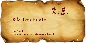 Kühne Ervin névjegykártya